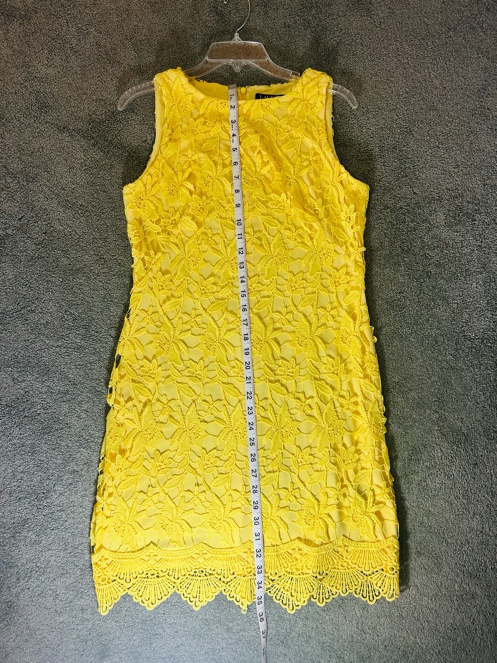 Lauren Ralph Lauren Yellow Floral Lace Sheath Dress